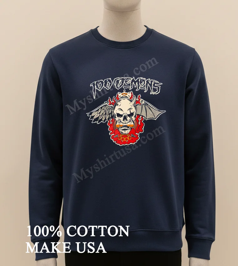 100 Demons Band Logo new t-shirt - long sleve shirt 100 Demons Band Logo Shirt Long Sleve Shirt