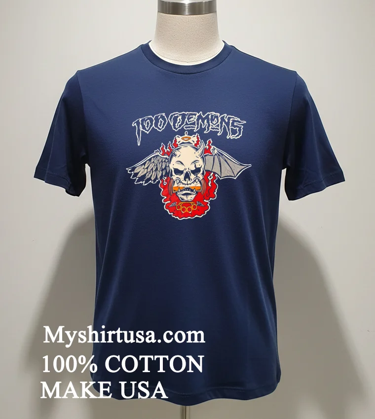 100 Demons Band Logo new t-shirt - navy-shirt 100 Demons Band Logo Shirt Navy Shirt