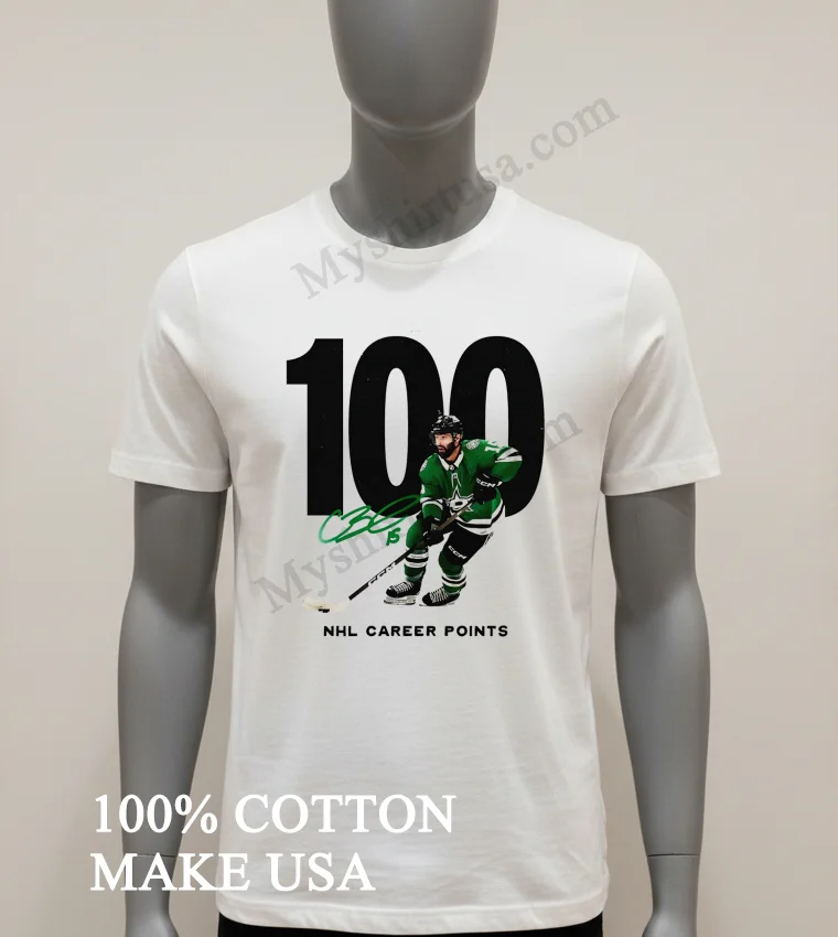100 Nhl Career Points Dallas Stars Player Signature Shirt White T Shirt 1