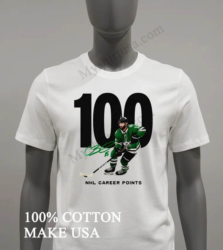 100 Nhl Career Points Dallas Stars Player Signature Shirt White T Shirt 2