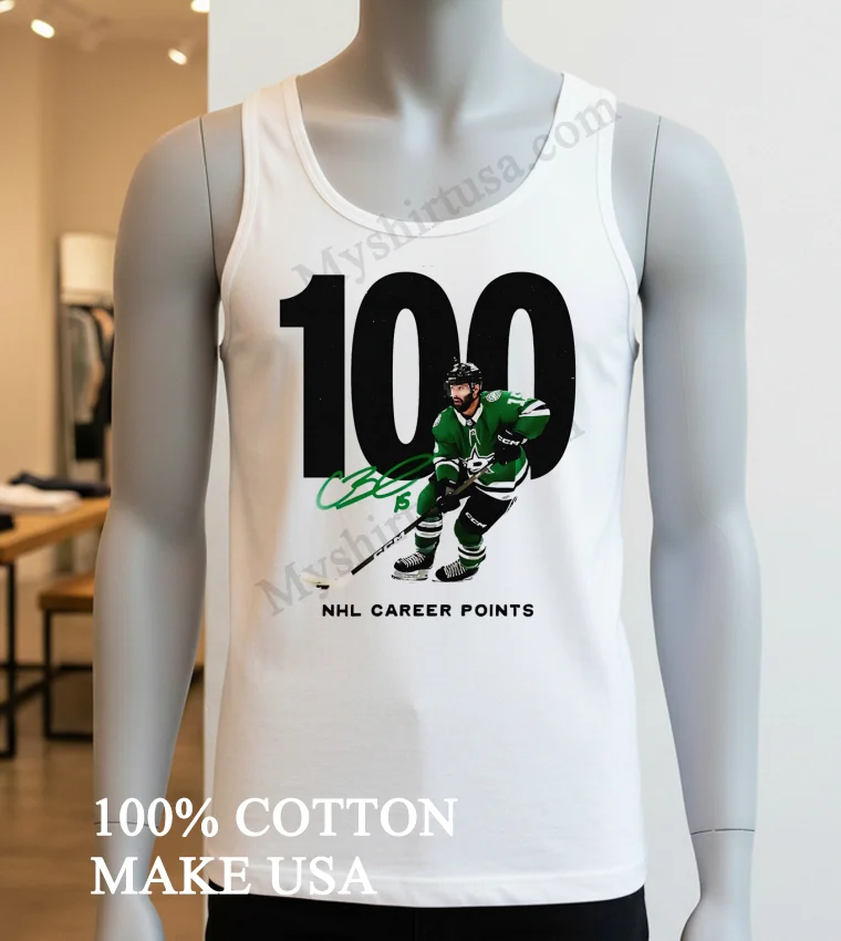 100 Nhl Career Points Dallas Stars Player Signature Shirt White T Shirt 3