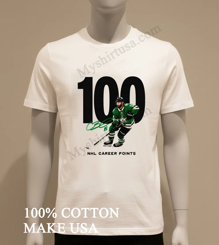 100 Nhl Career Points Dallas Stars Player Signature funny america t-shirts - white-t-shirt 100 Nhl Career Points Dallas Stars Player Signature Shirt White T Shirt