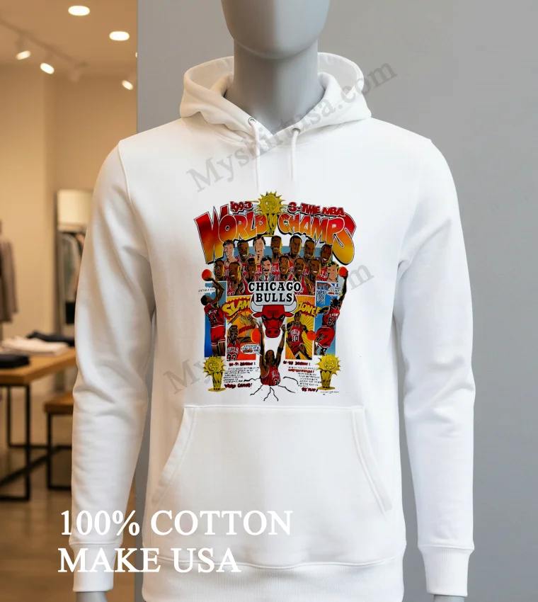 1993 Chicago Bulls 3 Peat Caricature funny america t-shirts - hoodie-shirt 1993 Chicago Bulls 3 Peat Caricature Shirt Hoodie Shirt