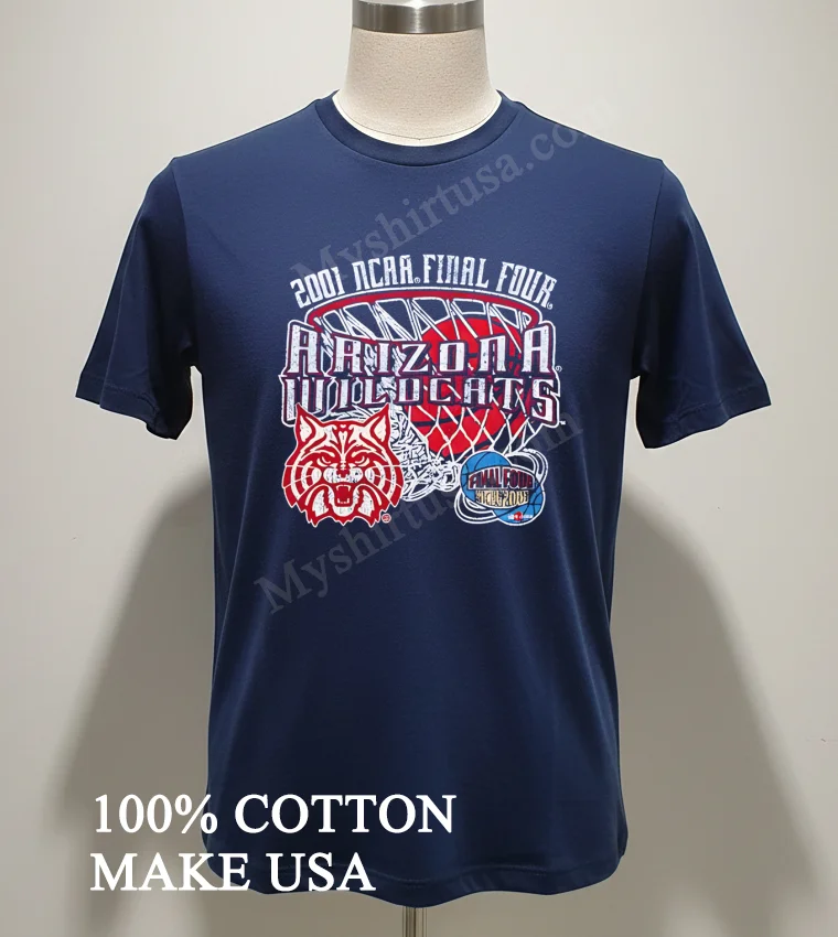 2001 Ncaa Final Four Arizona Wildcats Basketball Championship Logo Shirt Navy Shirt