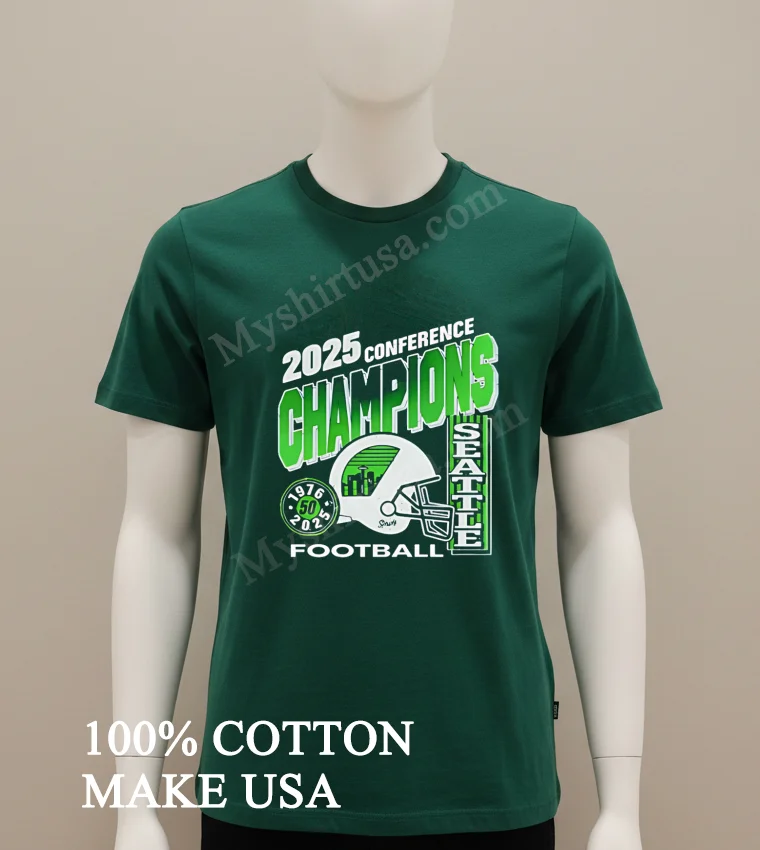 2025 Conference Champions Seattle Seahawks Football Helmet City Skyline Shirt Green Shirt