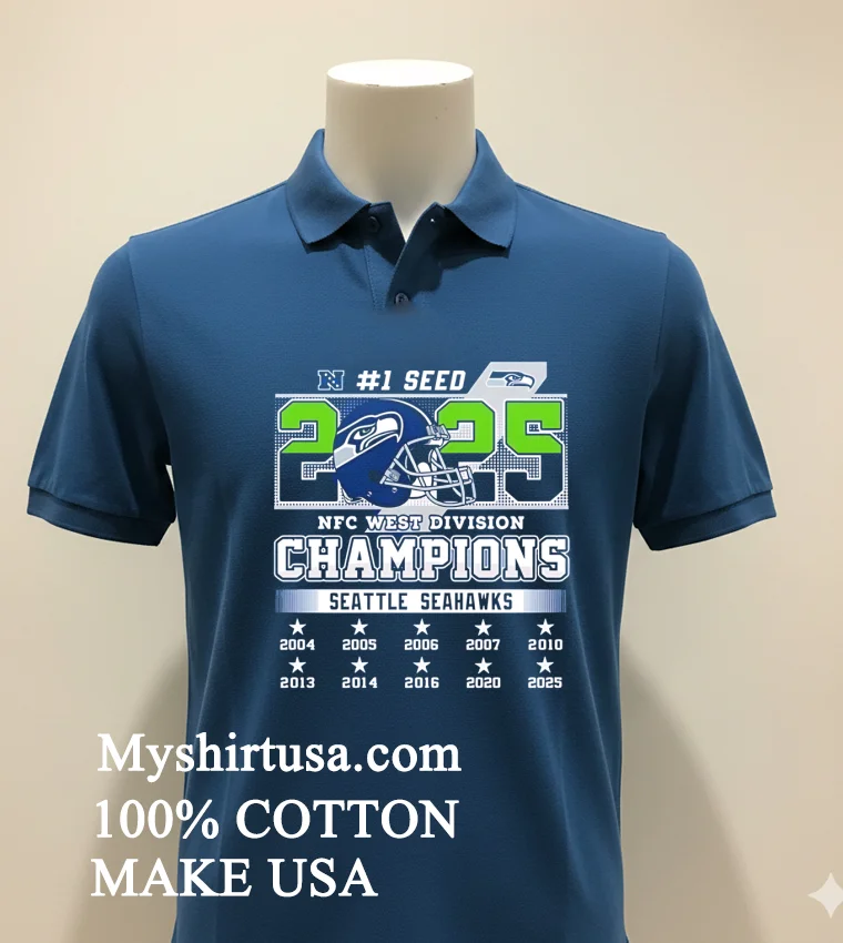 2025 Nfc West Division Champions Seattle Seahawks Shirt Navy Shirt 1