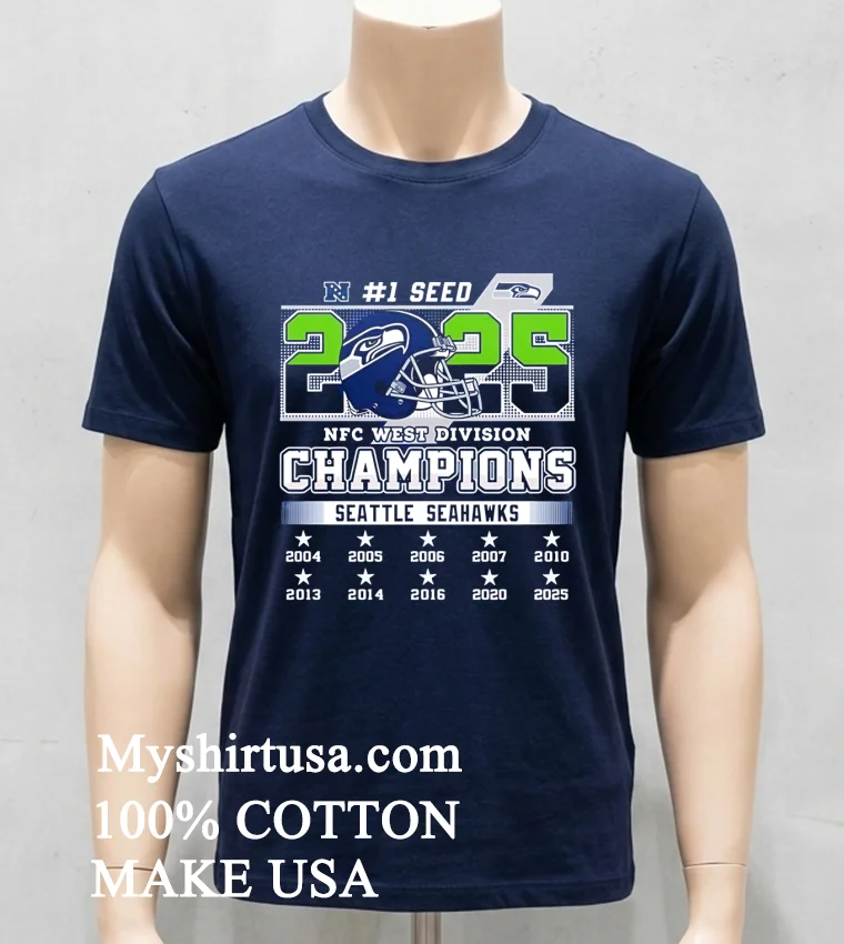 2025 Nfc West Division Champions Seattle Seahawks Shirt Navy Shirt