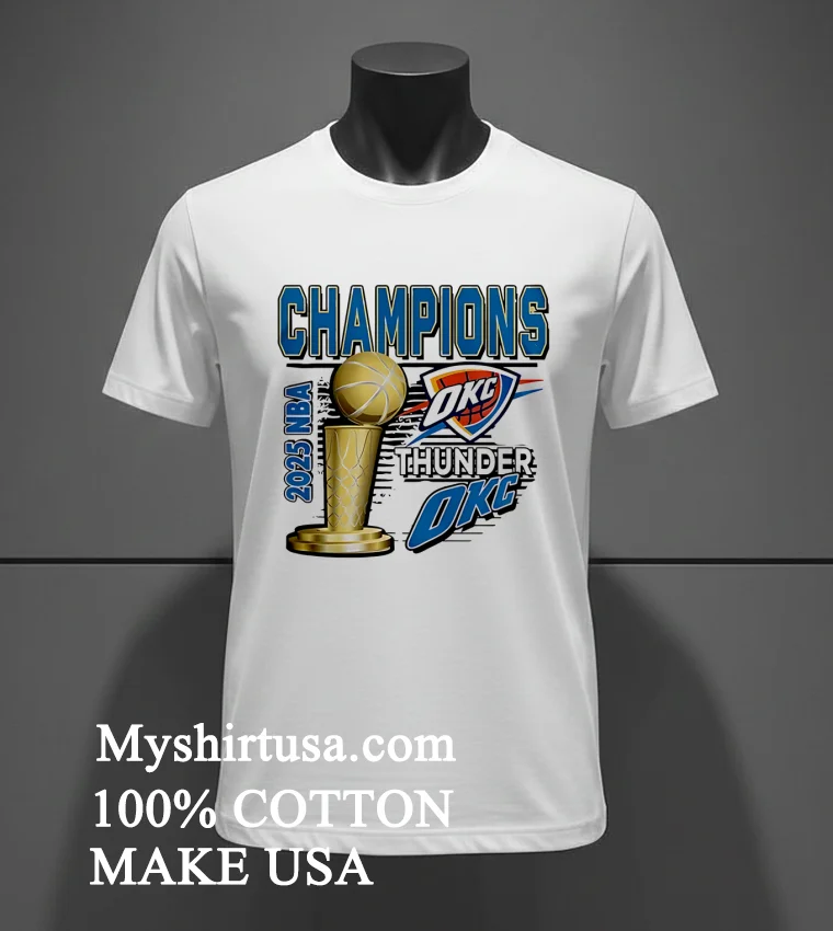 2025 Oklahoma City Thunder Champions Nba Finals Design Shirt White T Shirt 3