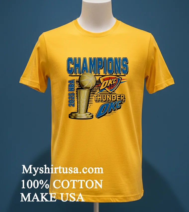 2025 Oklahoma City Thunder Champions Nba Finals Design Shirt Yellow T Shirt