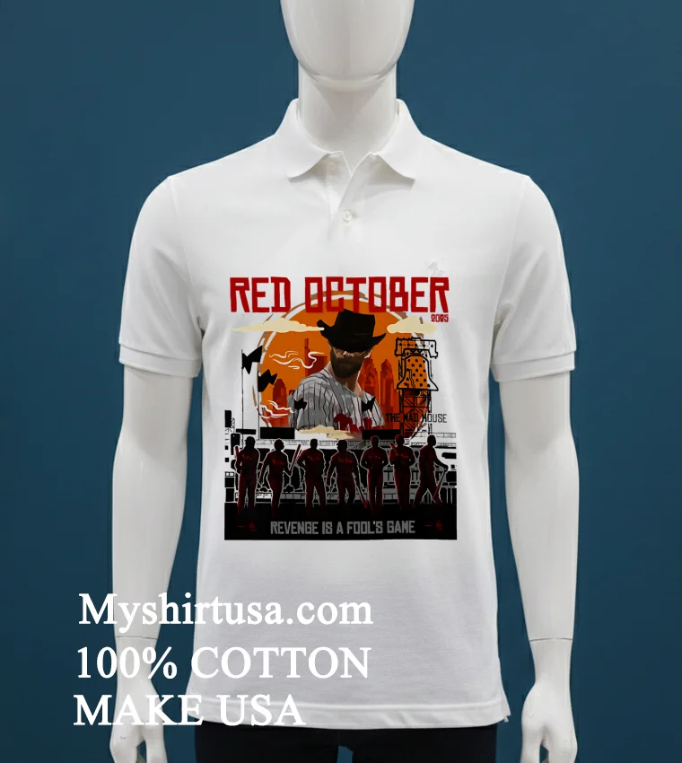 2025 Red Philadelphia Phillies October Revenge Is A Fools Bane T Shirt White T Shirt 3