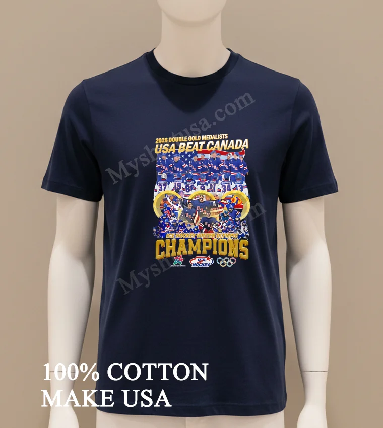 2026 Double Gold Medalists Usa Beat Canada Hockey funny america t-shirts - navy-shirt 2026 Double Gold Medalists Usa Beat Canada Hockey Shirt Navy Shirt
