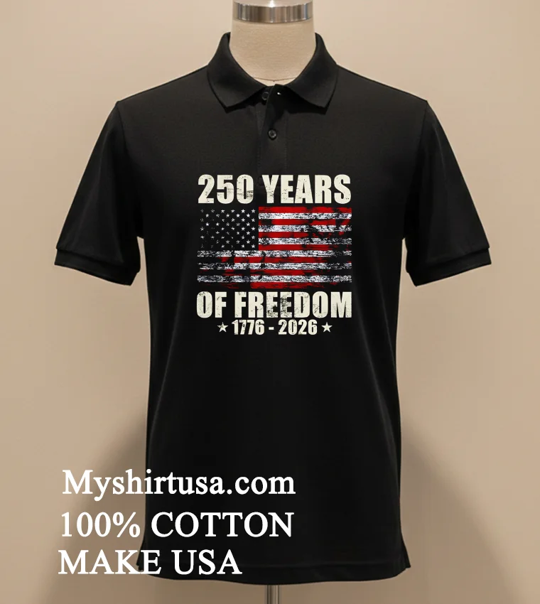 250 Years Of Freedom 1776 2026 American Flag Retro T Shirt Balck Shirt 1