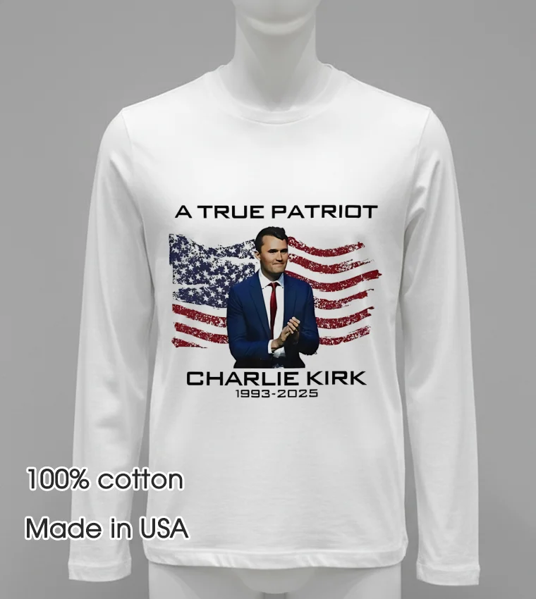 A True Patriot Charlie Kirk 1933 2025 American Flag Shirt - white-t-shirt A True Patriot Charlie Kirk 1933 2025 American Flag Shirt White T Shirt