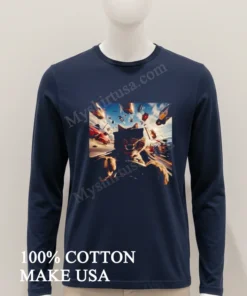 Aggressive Raccoon Wearing Sunglasses Driving Fast Action Car funny america t-shirts