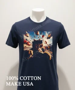 Aggressive Raccoon Wearing Sunglasses Driving Fast Action Car funny america t-shirts