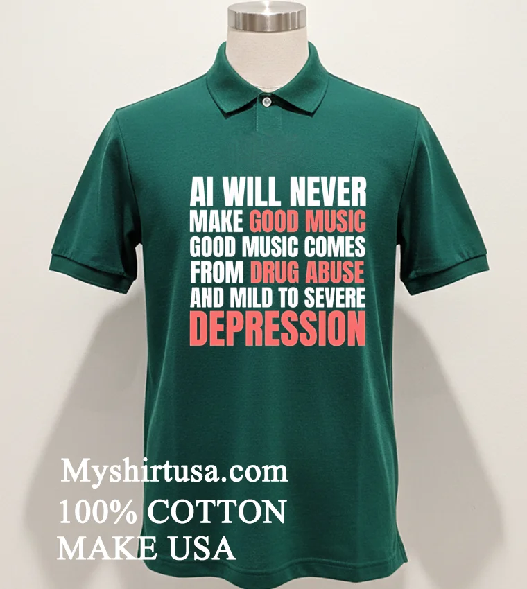 Ai Will Never Make Good Music Good Music Comes From Drug Abuse And Mild To Severe Depression Shirt - green-shirt Ai Will Never Make Good Music Good Music Comes From Drug Abuse And Mild To Severe Depression Shirt Green Shirt