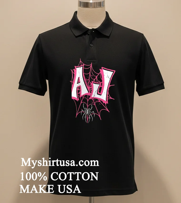 Aj Pink Spider Web And Skeleton Heart Graphic Shirt Balck Shirt 1