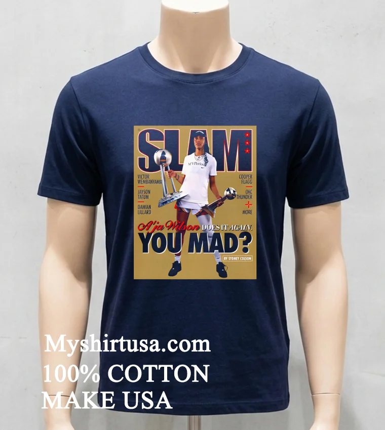 Aja Wilson Las Vegas Aces Wnba Slam Shirt Navy Shirt