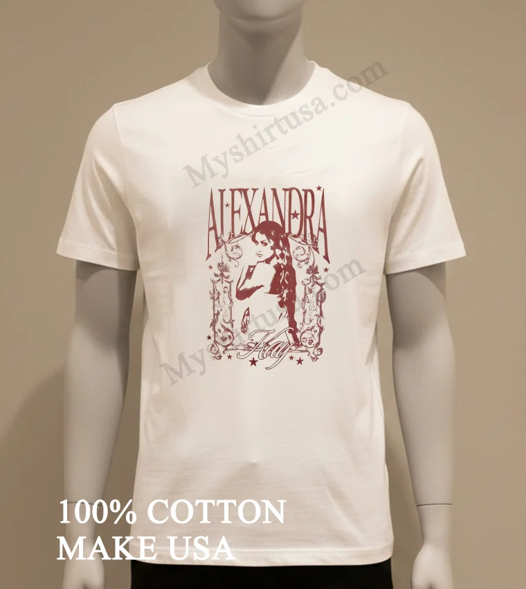 Alexandra Kay Floral Border With Star Details funny america t-shirts - white-t-shirt Alexandra Kay Floral Border With Star Details Shirt White T Shirt