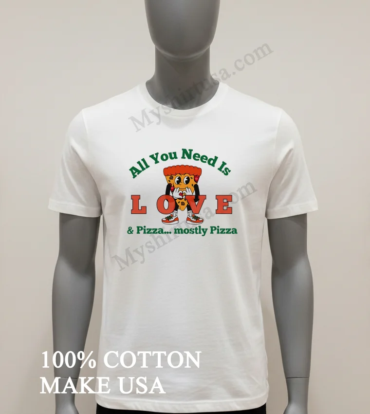 All You Need Is Pizza Mostly Pizza Slice Shirt White T Shirt 1