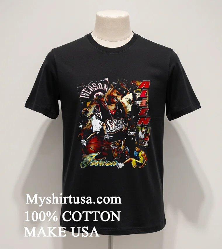 Allen Iverson Philadelphia 76ers Basketball Legend Collage Shirt Balck Shirt
