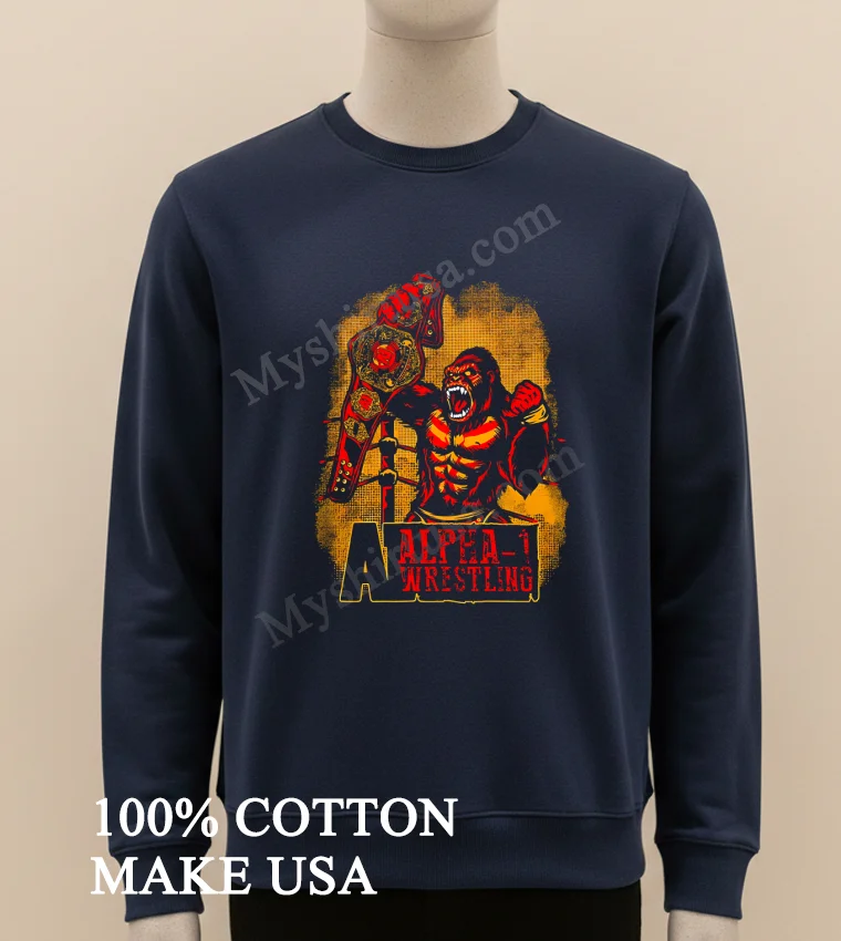 Alpha Wrestling A1 Champ Gorilla new t-shirt - long sleve shirt Alpha Wrestling A1 Champ Gorilla Shirt Long Sleve Shirt