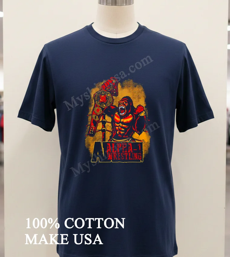 Alpha Wrestling A1 Champ Gorilla new t-shirt - navy-shirt Alpha Wrestling A1 Champ Gorilla Shirt Navy Shirt 1