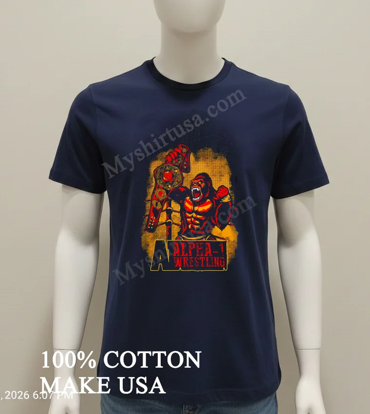 Alpha Wrestling A1 Champ Gorilla new t-shirt - navy-shirt Alpha Wrestling A1 Champ Gorilla Shirt Navy Shirt 2