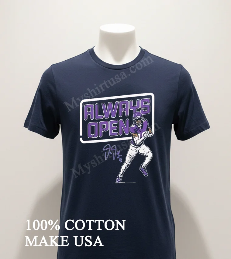 Always Open Justin Jefferson Minnesota Vikings Football Shirt Navy Shirt