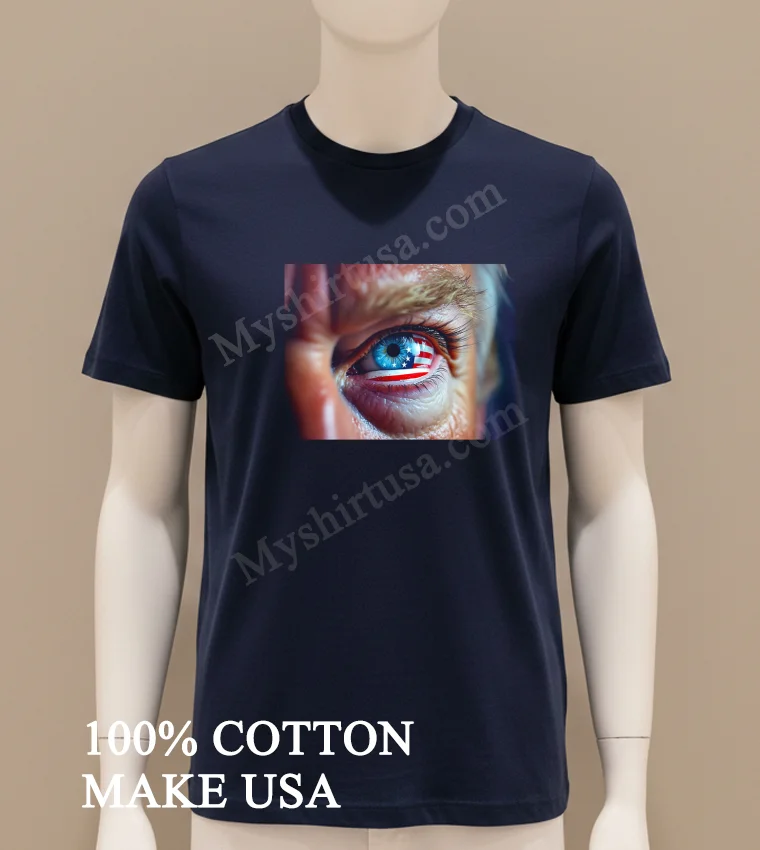 American Flag In Trump S Eyes funny america t-shirts - navy-shirt American Flag In Trumps Eyes Shirt Navy Shirt