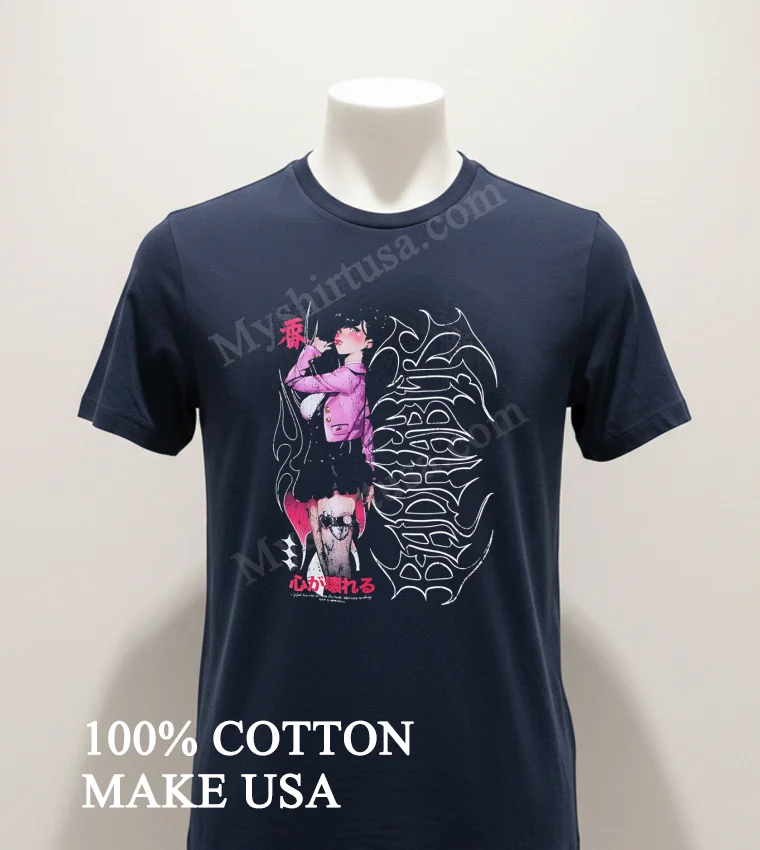 Anime Girl Bad Habit Harajuku Aesthetic Streetwear Shirt Navy Shirt 1