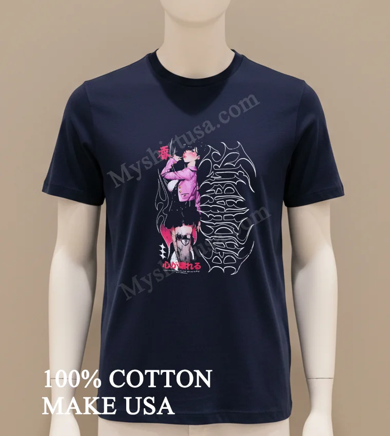 Anime Girl Bad Habit Harajuku Aesthetic Streetwear Shirt Navy Shirt