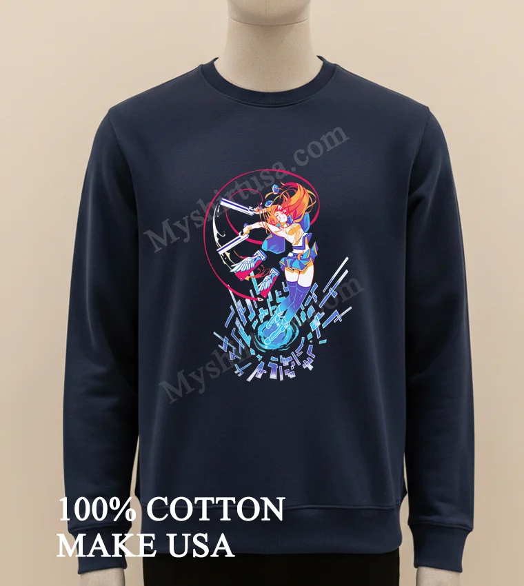 Anime Girl With Guns Magical Girl Action Pose Shirt Long Sleve Shirt