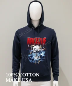 Archive Skull With Arrows And Swallows Storm Background funny america t-shirts