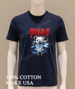 Archive Skull With Arrows And Swallows Storm Background funny america t-shirts