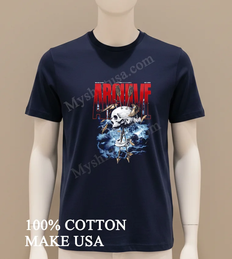 Archive Skull With Arrows And Swallows Storm Background Shirt Navy Shirt