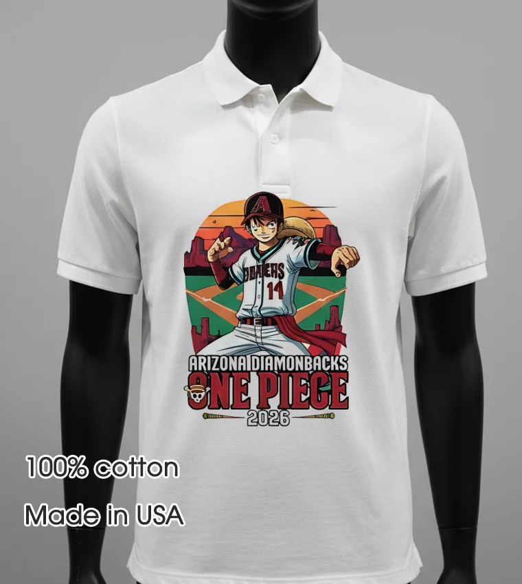 Arizona Diamondbacks One Piece 2026 Luffy Shirt White T Shirt 1
