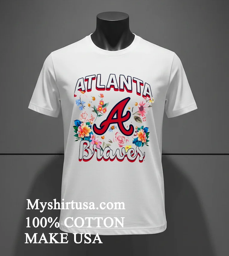 Atlanta Braves Flowers Graphic Pullover Shirt - white-t-shirt Atlanta Braves Flowers Graphic Pullover Shirt White T Shirt 2