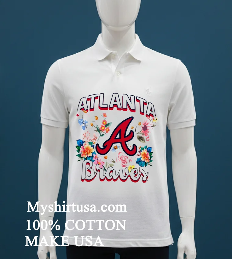 Atlanta Braves Flowers Graphic Pullover Shirt White T Shirt