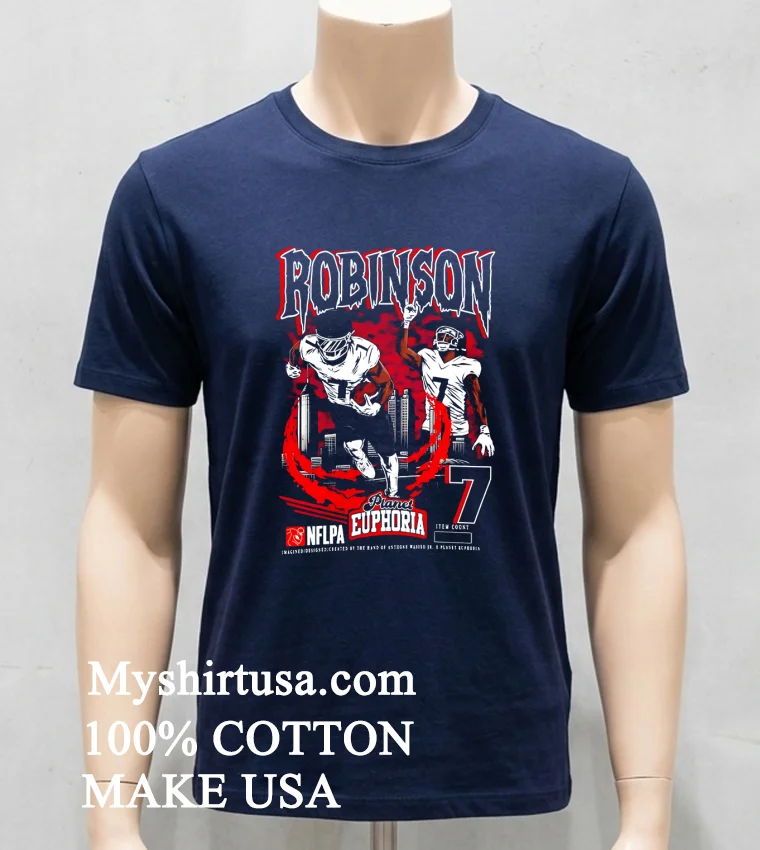Atlanta Falcons Bijan Robinson Touchdown Skyline Shirt - navy-shirt Atlanta Falcons Bijan Robinson Touchdown Skyline Shirt Navy Shirt