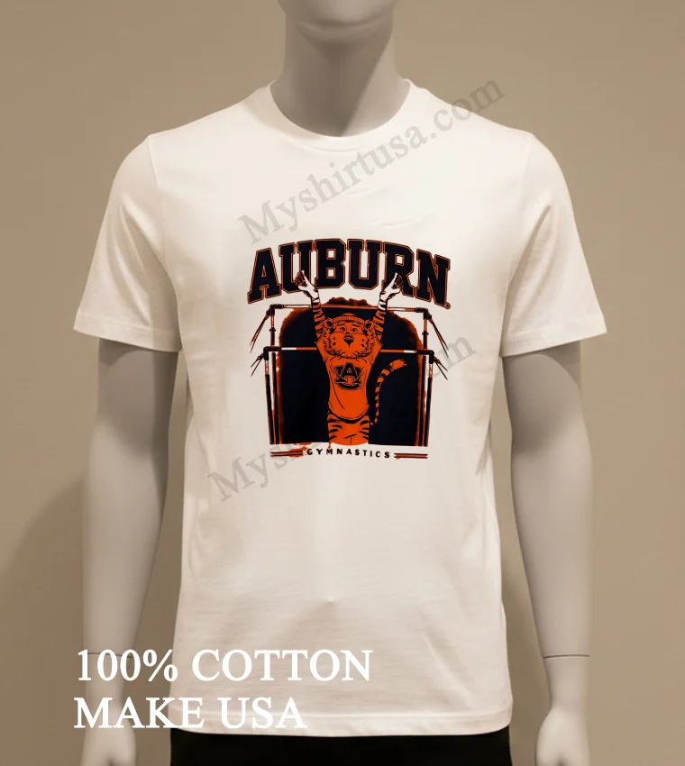 Auburn Tigers Gymnastics Mascot On Uneven Bars Shirt White T Shirt 1
