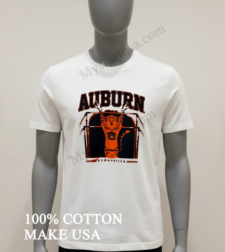 Auburn Tigers Gymnastics Mascot On Uneven Bars Shirt White T Shirt 2