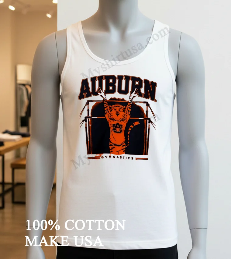 Auburn Tigers Gymnastics Mascot On Uneven Bars funny america t-shirts - white-t-shirt Auburn Tigers Gymnastics Mascot On Uneven Bars Shirt White T Shirt 4