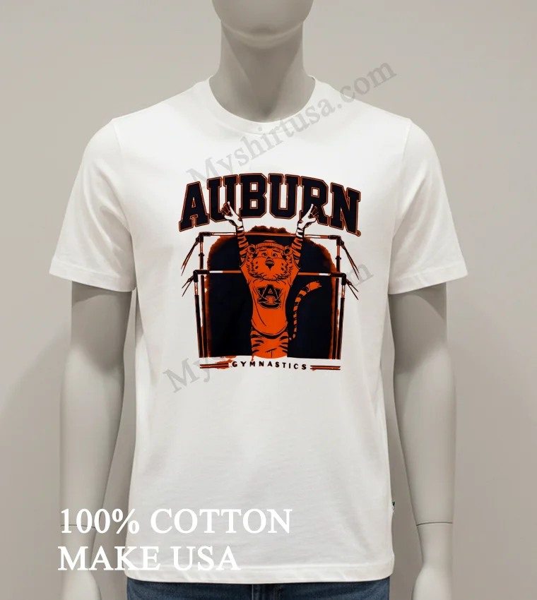 Auburn Tigers Gymnastics Mascot On Uneven Bars Shirt White T Shirt