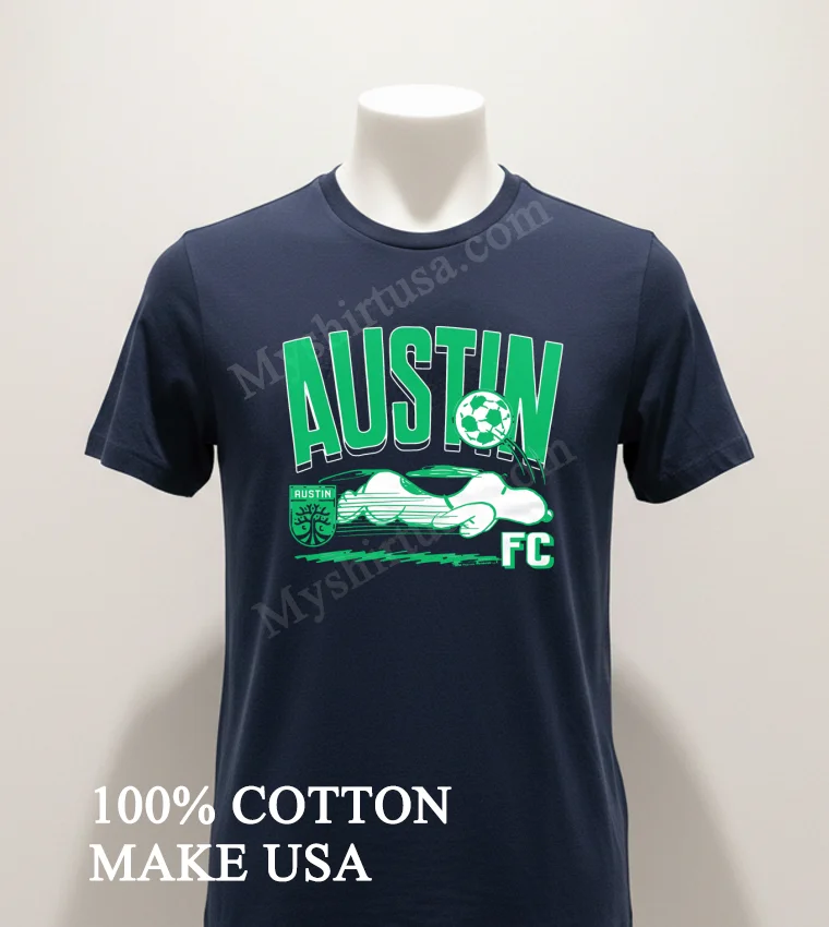Austin Fc Snoopy Running Green Soccer Ball Graphic funny america t-shirts - navy-shirt Austin Fc Snoopy Running Green Soccer Ball Graphic Shirt Navy Shirt 1