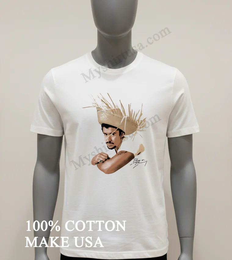Bad Bunny Portrait With Straw Hat And Signature Shirt White T Shirt 1