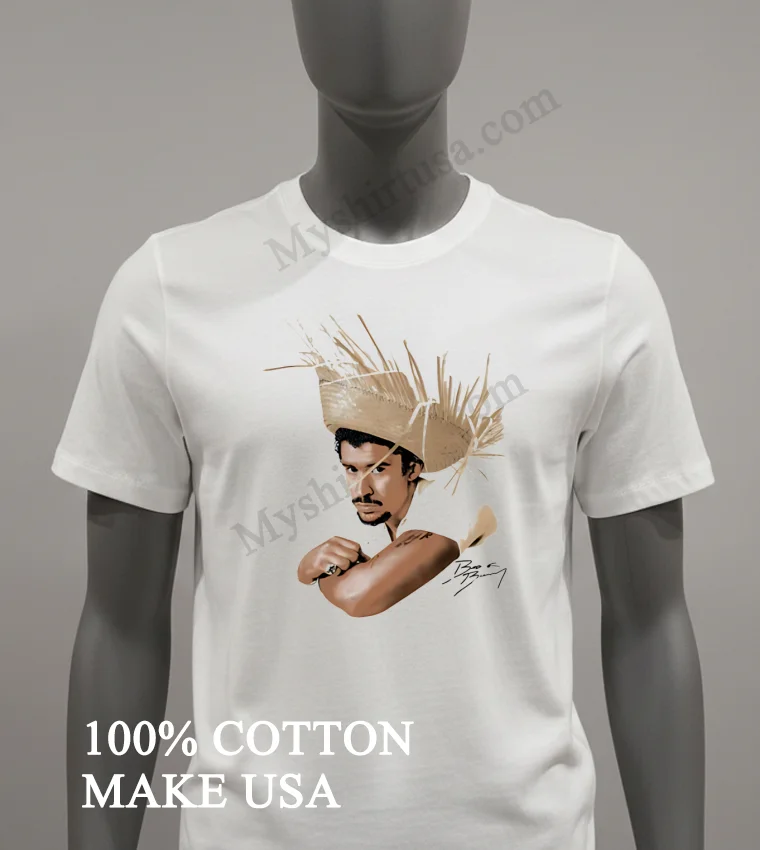 Bad Bunny Portrait With Straw Hat And Signature Shirt White T Shirt 2