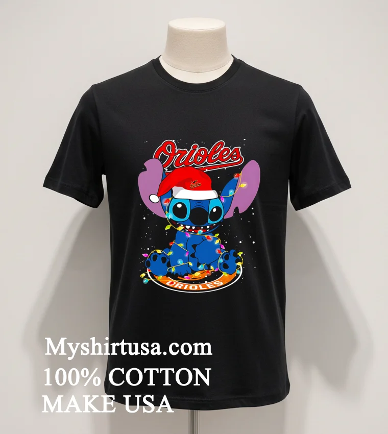 Baltimore Orioles Noel Stitch Baseball Christmas new t-shirt - balck-shirt Baltimore Orioles Noel Stitch Baseball Christmas Shirt Balck Shirt