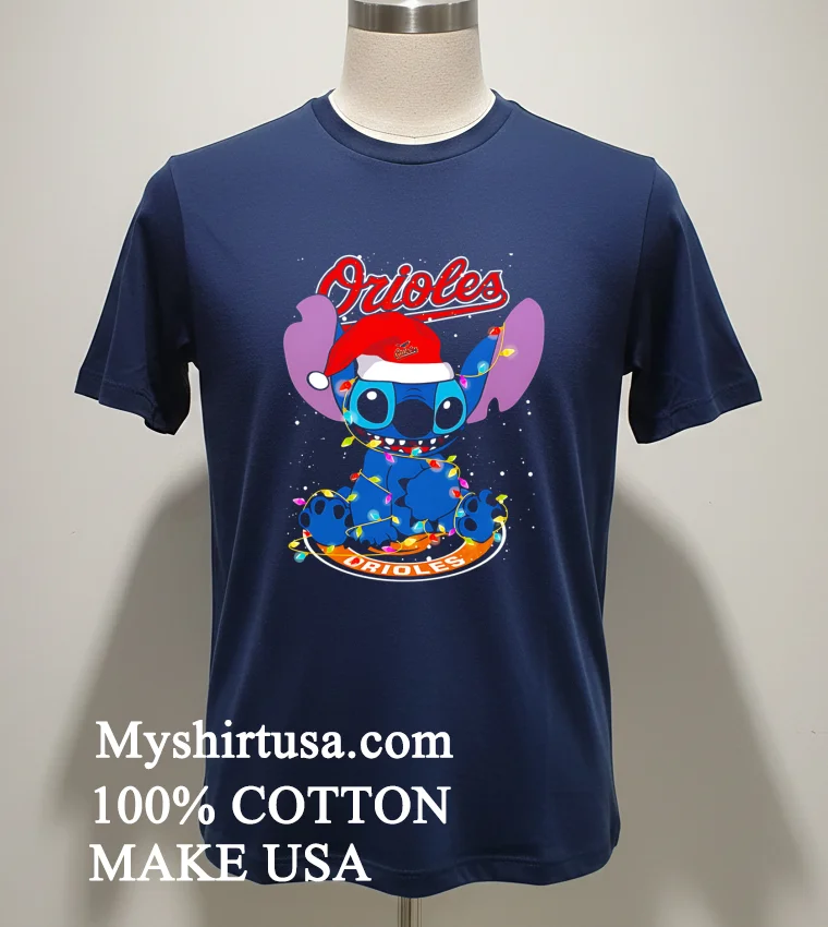 Baltimore Orioles Noel Stitch Baseball Christmas new t-shirt - navy-shirt Baltimore Orioles Noel Stitch Baseball Christmas Shirt Navy Shirt 1