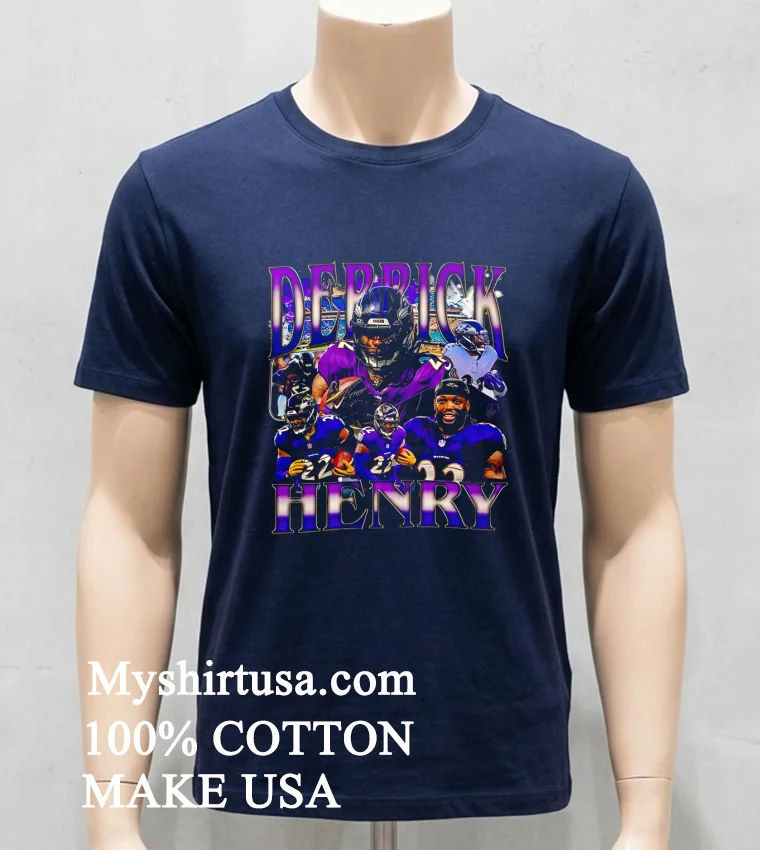 Baltimore Ravens Derrick Henry Vintage 90s Graphic Shirt Navy Shirt